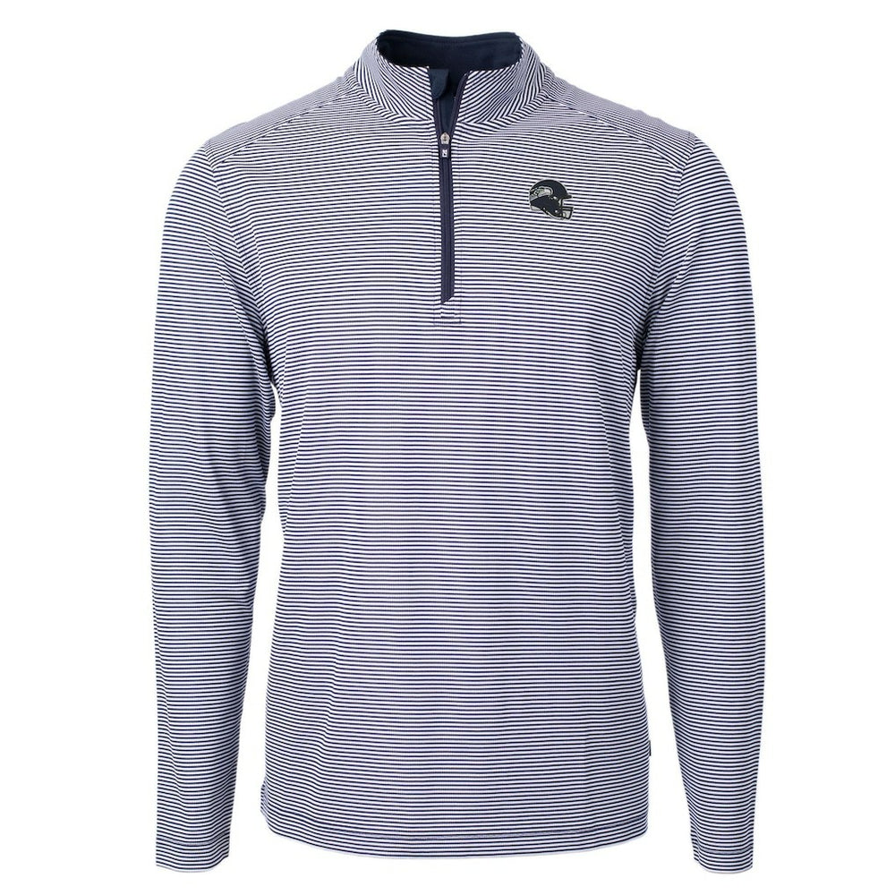 Seattle Seahawks Cutter & Buck Big & Tall Virtue Eco Pique Micro Stripe Tri-Blend Quarter-Zip Jacket | NFL Hot