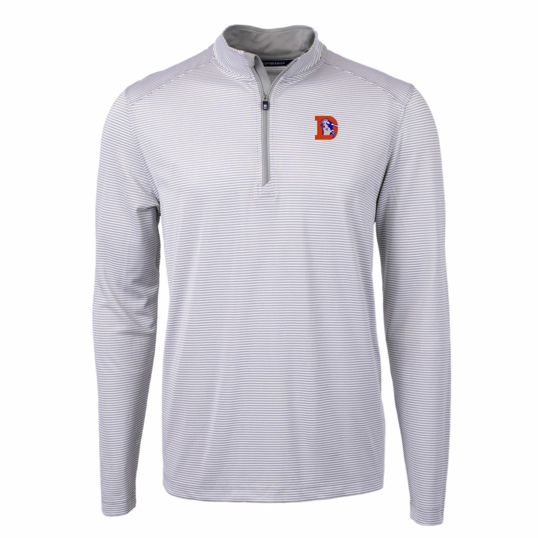 Denver Broncos Cutter & Buck Big & Tall Virtue Eco Pique Micro Stripe Tri-Blend Quarter-Zip Jacket | NFL Discount