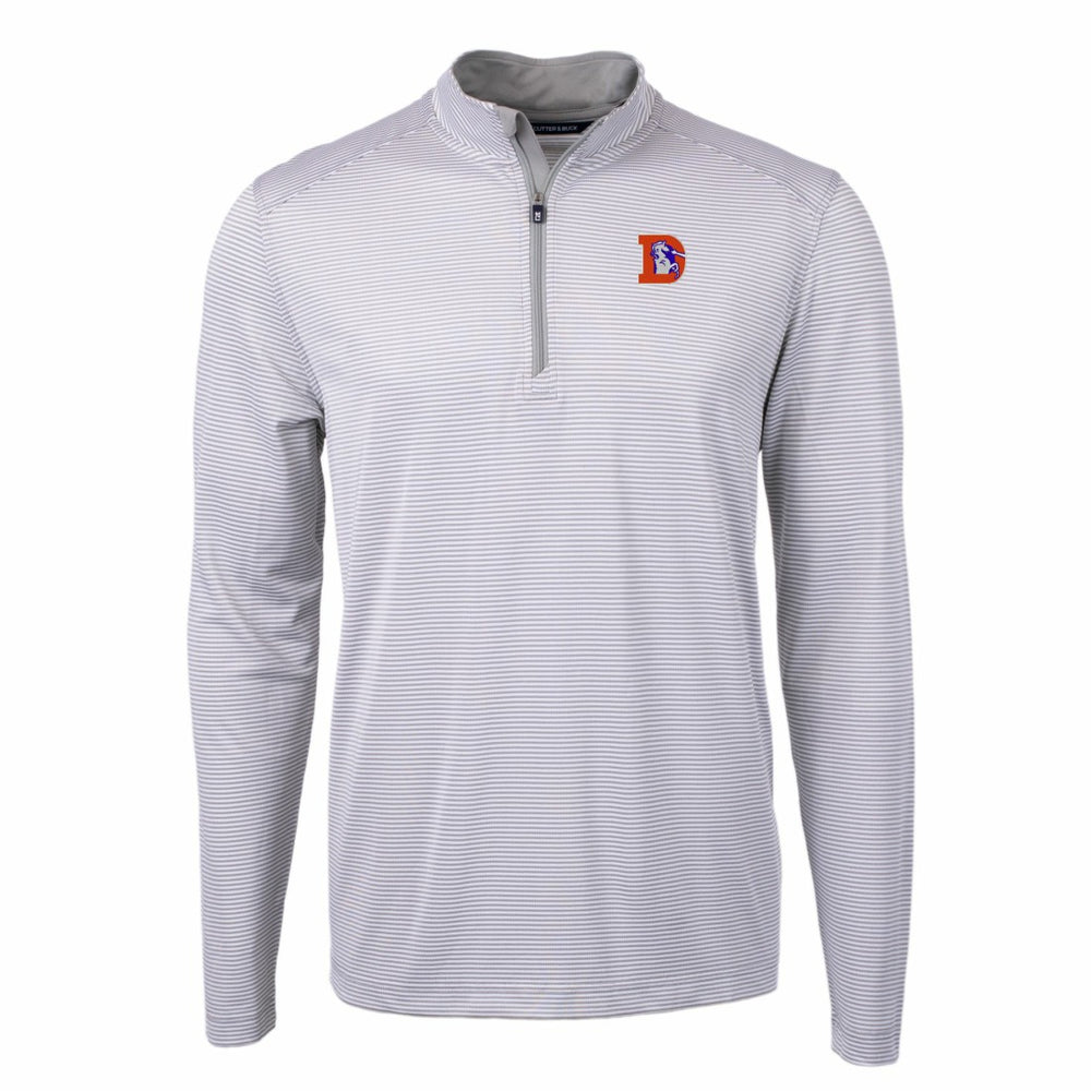Denver Broncos Cutter & Buck Big & Tall Virtue Eco Pique Micro Stripe Tri-Blend Quarter-Zip Jacket | NFL Discount