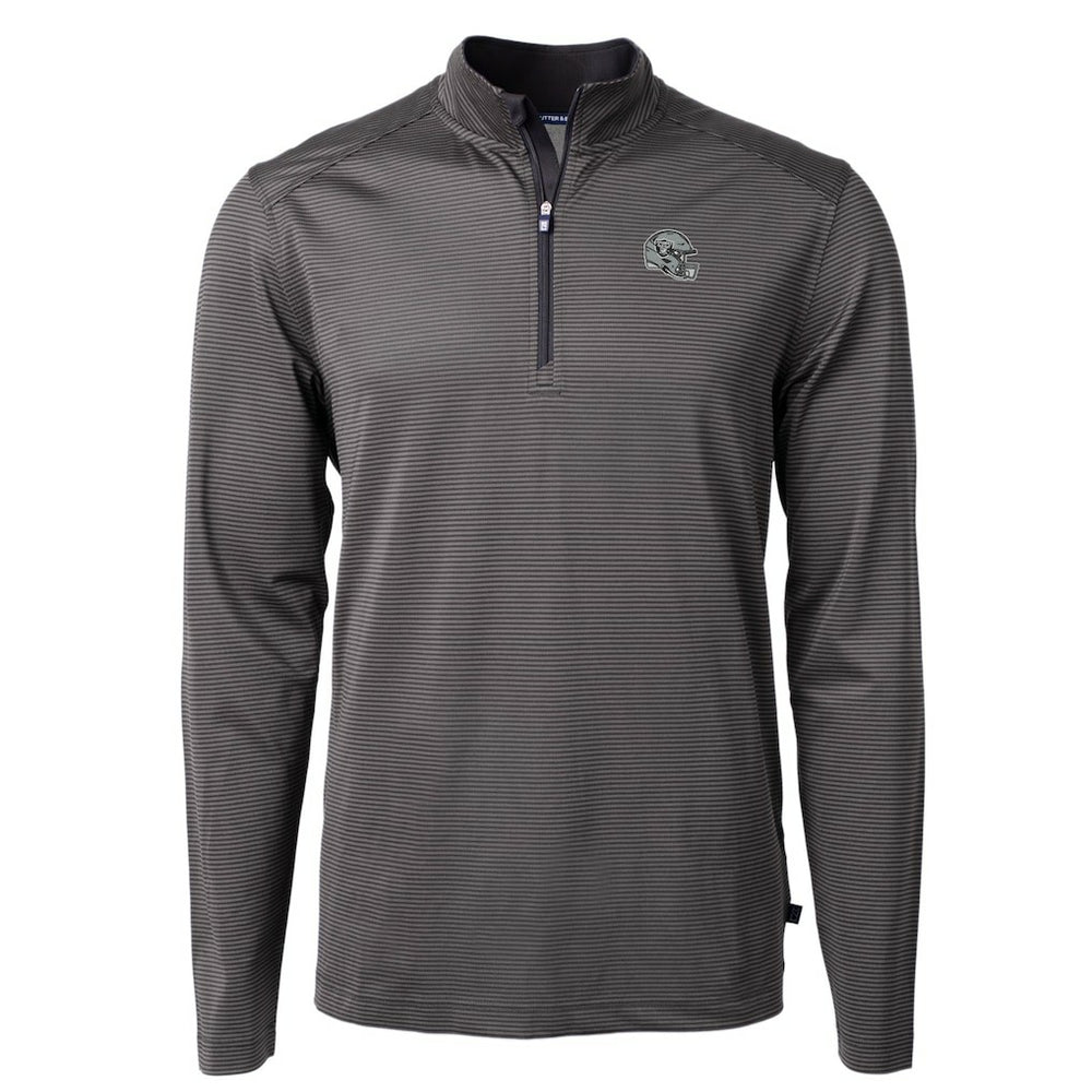 Las Vegas Raiders Cutter & Buck Big & Tall Virtue Eco Pique Micro Stripe Tri-Blend Quarter-Zip Jacket | NFL Near me