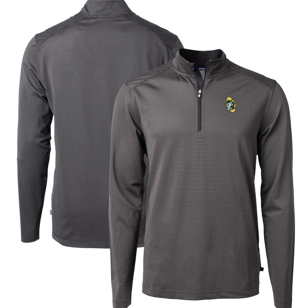 Green Bay Packers Cutter & Buck Big & Tall Virtue Eco Pique Micro Stripe Tri-Blend Quarter-Zip Jacket | NFL New
