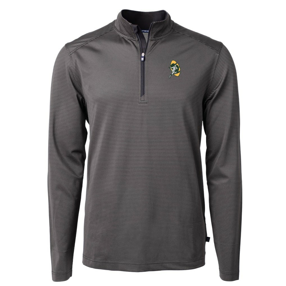 Green Bay Packers Cutter & Buck Big & Tall Virtue Eco Pique Micro Stripe Tri-Blend Quarter-Zip Jacket | NFL New