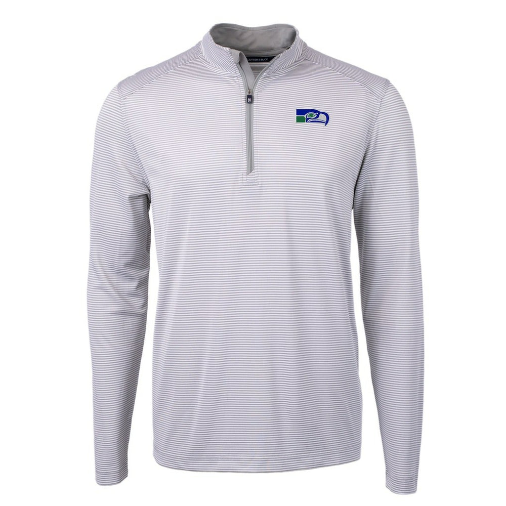 Seattle Seahawks Cutter & Buck Big & Tall Virtue Eco Pique Micro Stripe Tri-Blend Quarter-Zip Jacket | NFL New