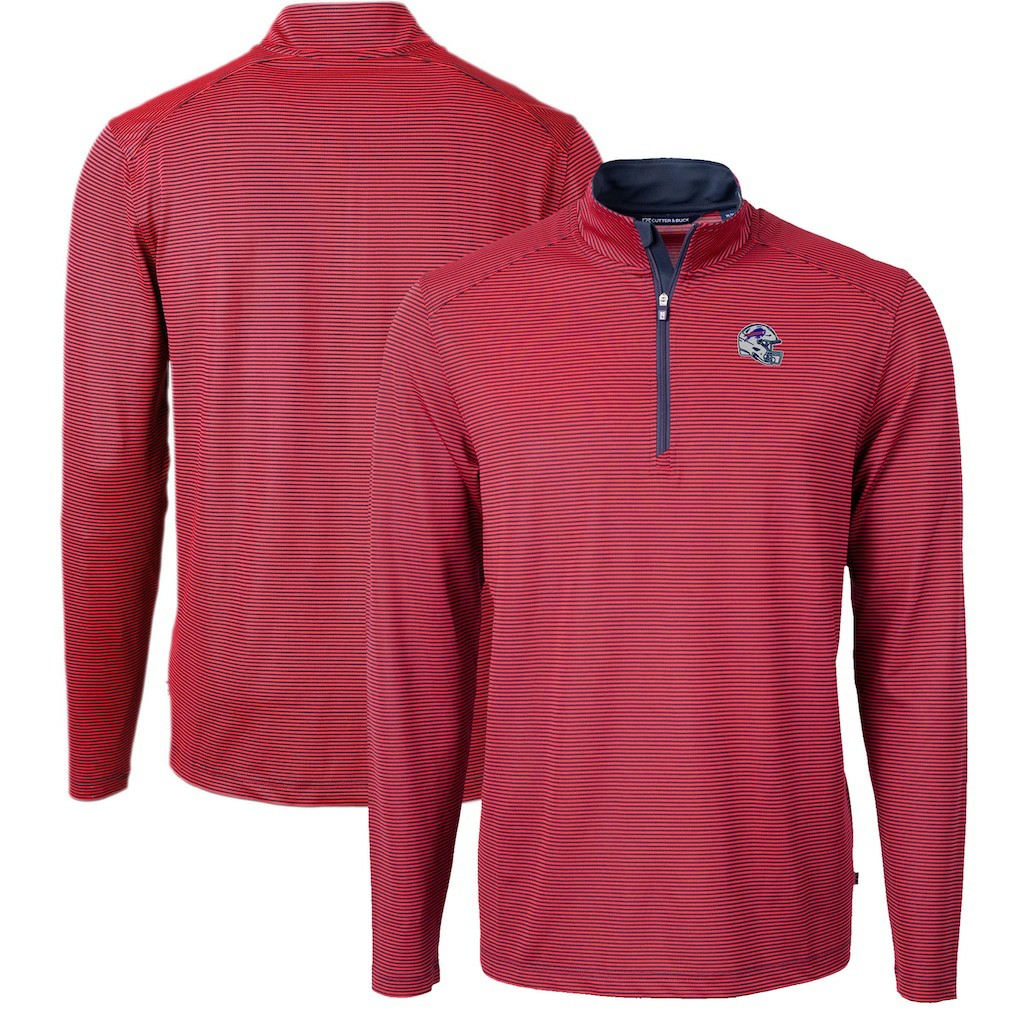 Buffalo Bills Cutter & Buck Big & Tall Virtue Eco Pique Micro Stripe Tri-Blend Quarter-Zip Jacket | NFL Outlet