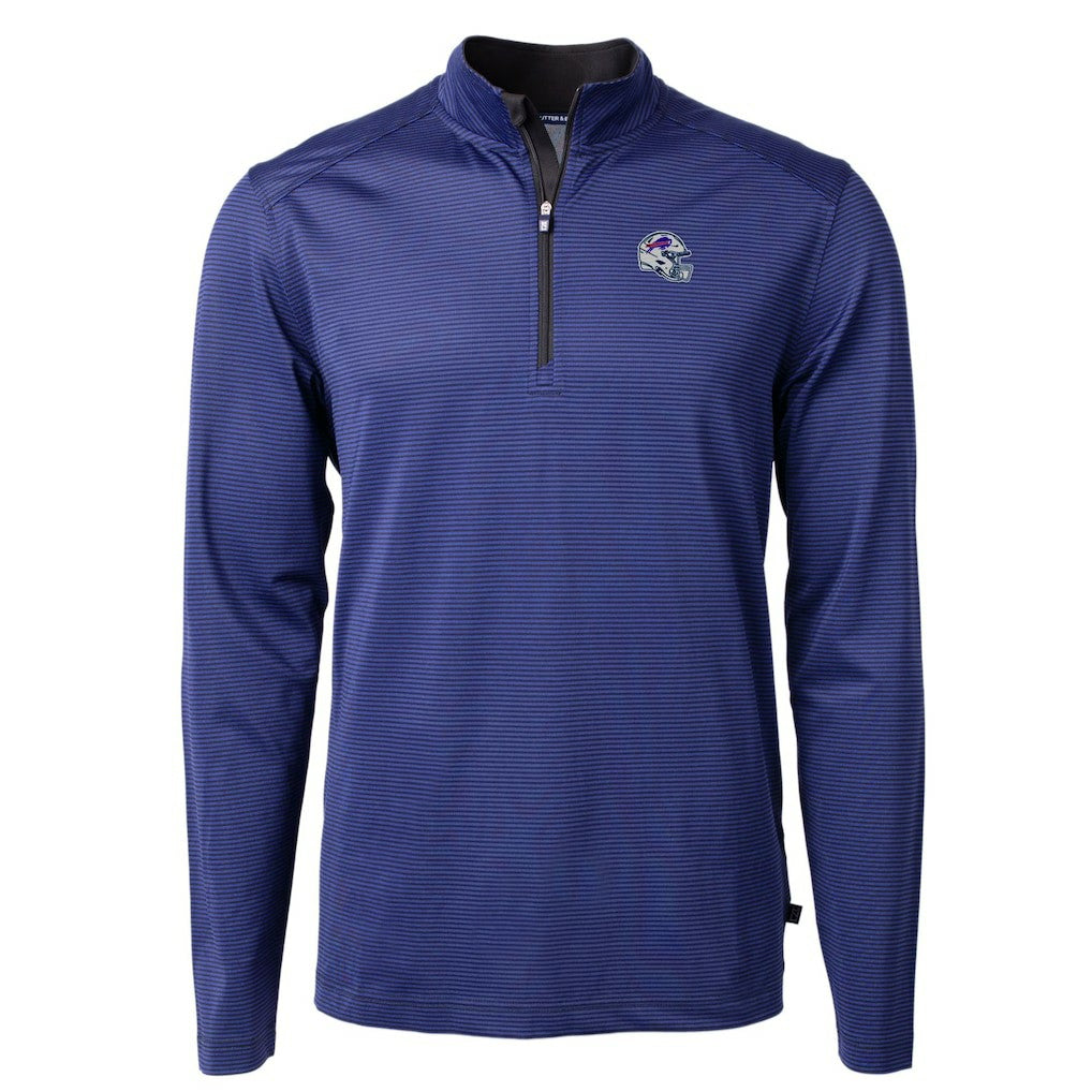 Buffalo Bills Cutter & Buck Big & Tall Virtue Eco Pique Micro Stripe Tri-Blend Quarter-Zip Jacket | NFL On sale