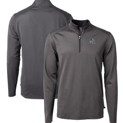 Carolina Panthers Cutter & Buck Big & Tall Virtue Eco Pique Micro Stripe Tri-Blend Quarter-Zip Jacket | NFL Hot