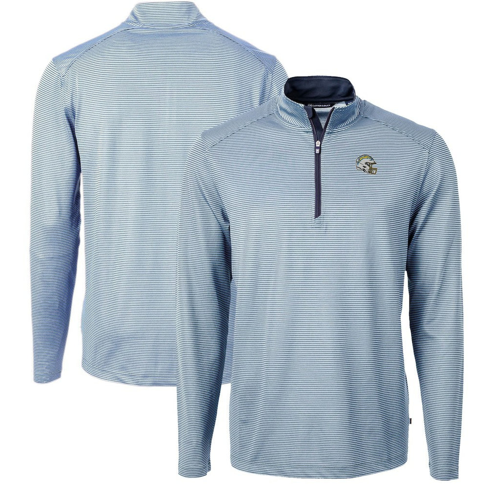Los Angeles Chargers Cutter & Buck Big & Tall Virtue Eco Pique Micro Stripe Tri-Blend Quarter-Zip Jacket | NFL Outlet