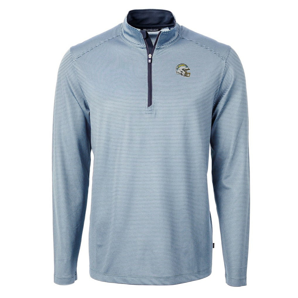 Los Angeles Chargers Cutter & Buck Big & Tall Virtue Eco Pique Micro Stripe Tri-Blend Quarter-Zip Jacket | NFL Outlet