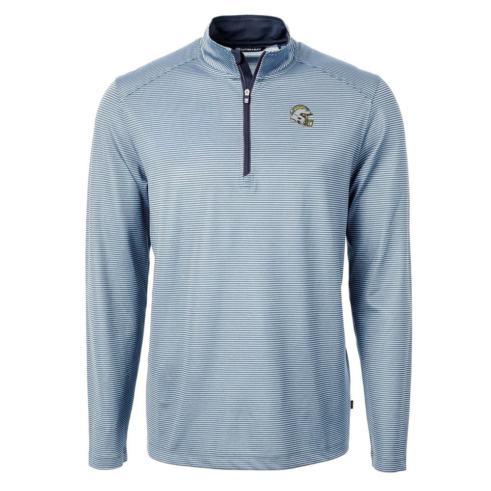 Los Angeles Chargers Cutter & Buck Big & Tall Virtue Eco Pique Micro Stripe Tri-Blend Quarter-Zip Jacket | NFL Outlet