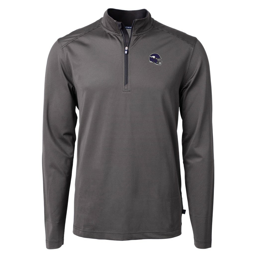 Minnesota Vikings Cutter & Buck Big & Tall Virtue Eco Pique Micro Stripe Tri-Blend Quarter-Zip Jacket | NFL On sale