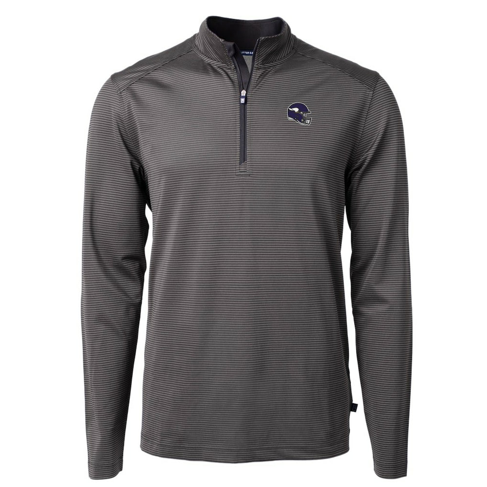 Minnesota Vikings Cutter & Buck Big & Tall Virtue Eco Pique Micro Stripe Tri-Blend Quarter-Zip Jacket | NFL On sale