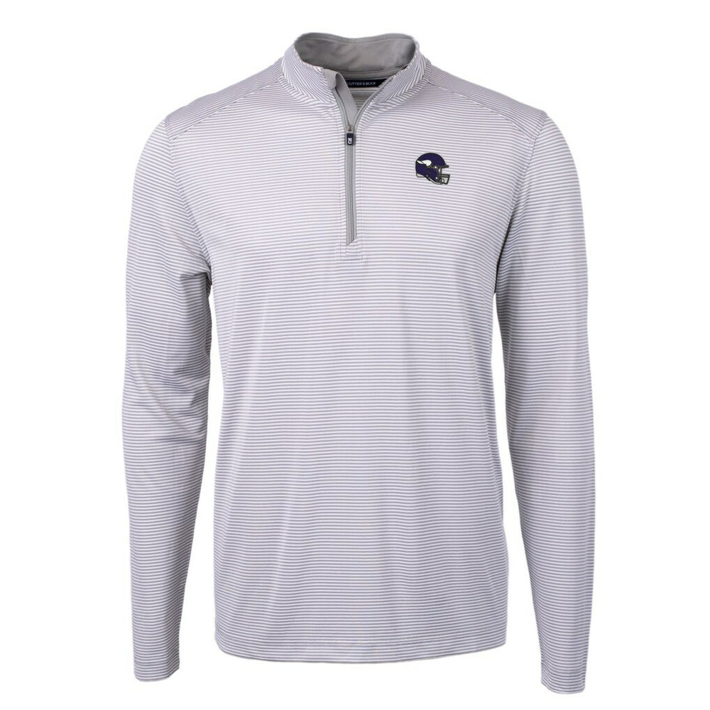 Minnesota Vikings Cutter & Buck Big & Tall Virtue Eco Pique Micro Stripe Tri-Blend Quarter-Zip Jacket | NFL New