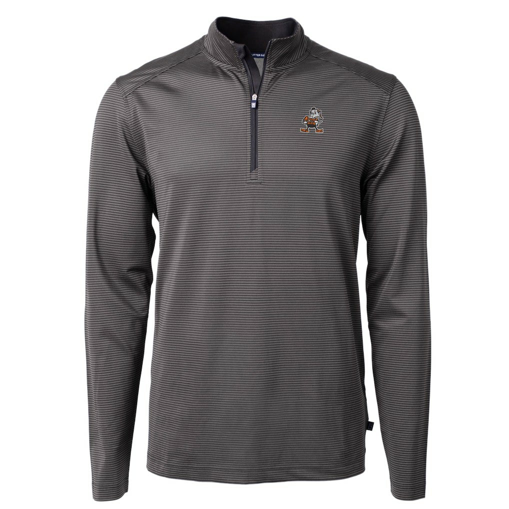 Cleveland Browns Cutter & Buck Big & Tall Virtue Eco Pique Micro Stripe Tri-Blend Quarter-Zip Jacket | NFL Sale