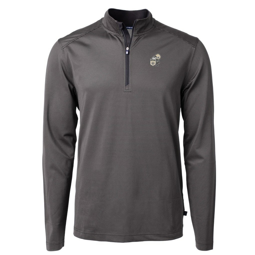 New Orleans Saints Cutter & Buck Big & Tall Virtue Eco Pique Micro Stripe Tri-Blend Quarter-Zip Jacket | NFL Discount