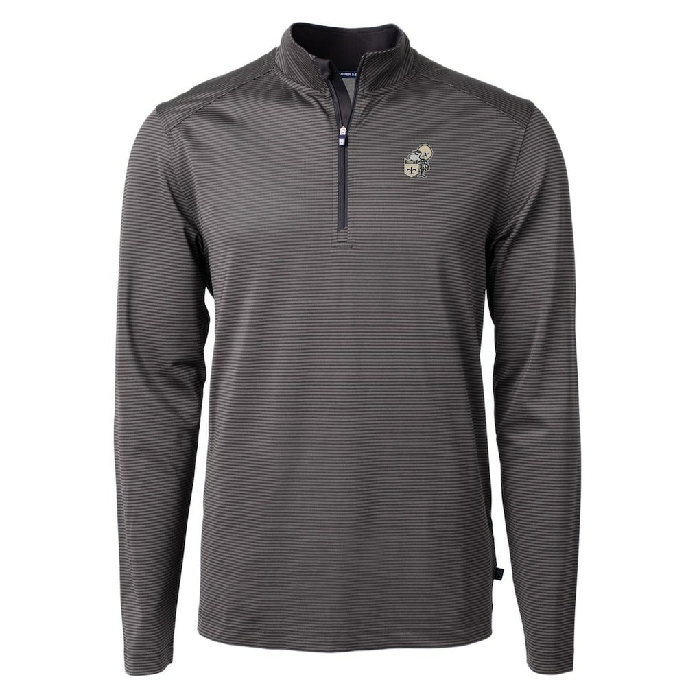 New Orleans Saints Cutter & Buck Big & Tall Virtue Eco Pique Micro Stripe Tri-Blend Quarter-Zip Jacket | NFL Discount