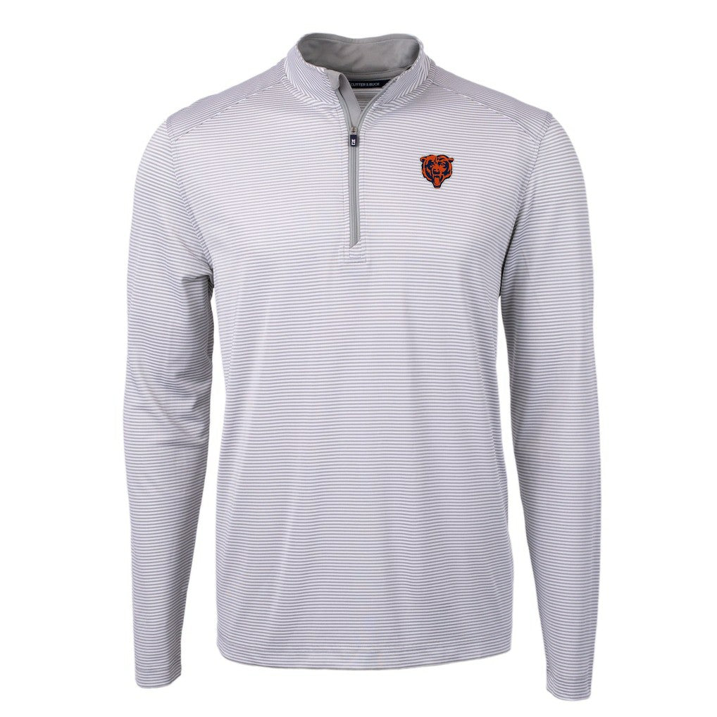 Chicago Bears Cutter & Buck Big & Tall Virtue Eco Pique Micro Stripe Tri-Blend Quarter-Zip Jacket | NFL Hot
