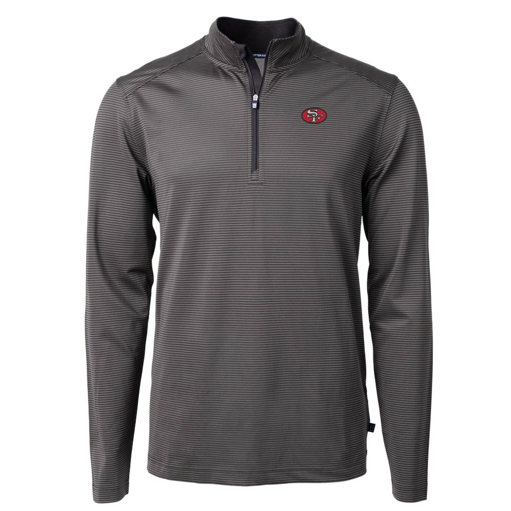 San Francisco 49ers Cutter & Buck Big & Tall Virtue Eco Pique Micro Stripe Tri-Blend Quarter-Zip Jacket | NFL Sale
