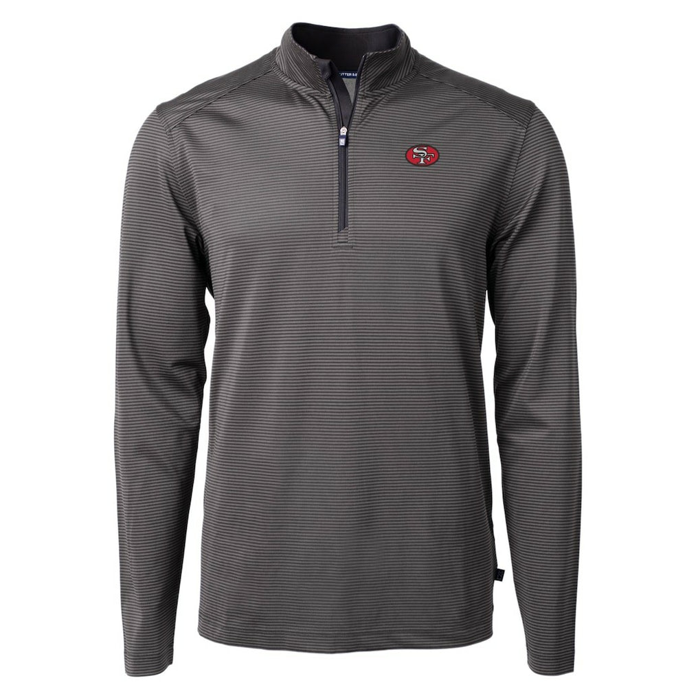 San Francisco 49ers Cutter & Buck Big & Tall Virtue Eco Pique Micro Stripe Tri-Blend Quarter-Zip Jacket | NFL Sale