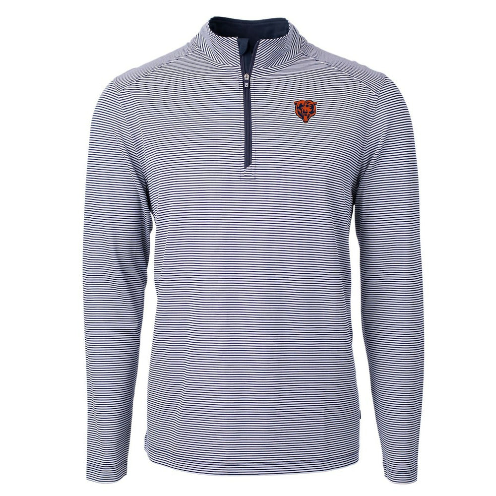 Chicago Bears Cutter & Buck Big & Tall Virtue Eco Pique Micro Stripe Tri-Blend Quarter-Zip Jacket | NFL Outlet