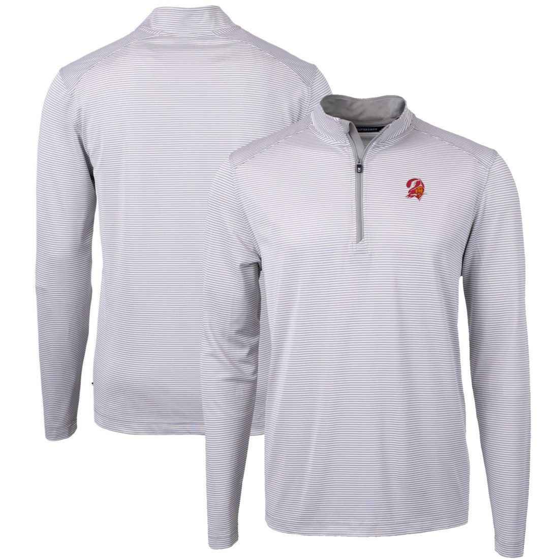 Tampa Bay Buccaneers Cutter & Buck Big & Tall Virtue Eco Pique Micro Stripe Tri-Blend Quarter-Zip Jacket | NFL Discount