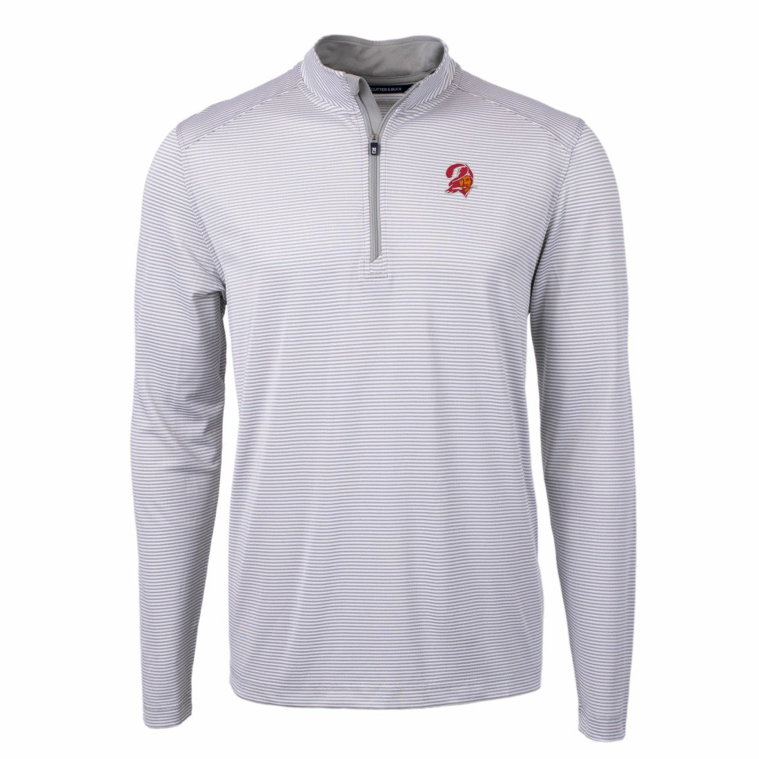 Tampa Bay Buccaneers Cutter & Buck Big & Tall Virtue Eco Pique Micro Stripe Tri-Blend Quarter-Zip Jacket | NFL Discount