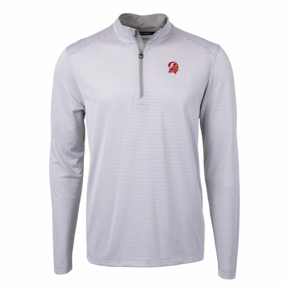 Tampa Bay Buccaneers Cutter & Buck Big & Tall Virtue Eco Pique Micro Stripe Tri-Blend Quarter-Zip Jacket | NFL Discount