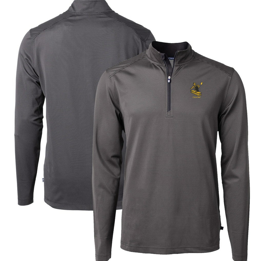 Pittsburgh Steelers Cutter & Buck Big & Tall Virtue Eco Pique Micro Stripe Tri-Blend Quarter-Zip Jacket | NFL US