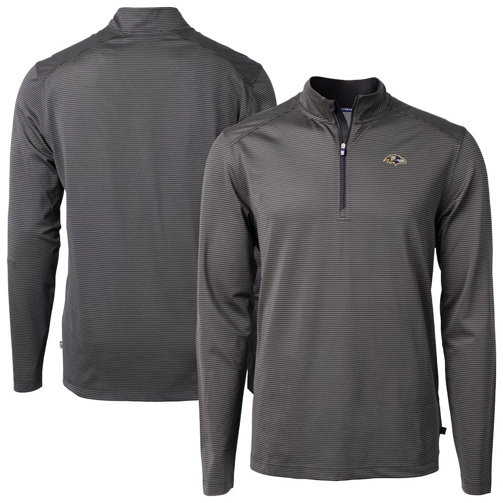 Baltimore Ravens Cutter & Buck Big & Tall Virtue Eco Pique Micro Stripe Tri-Blend Quarter-Zip Jacket | NFL Near me