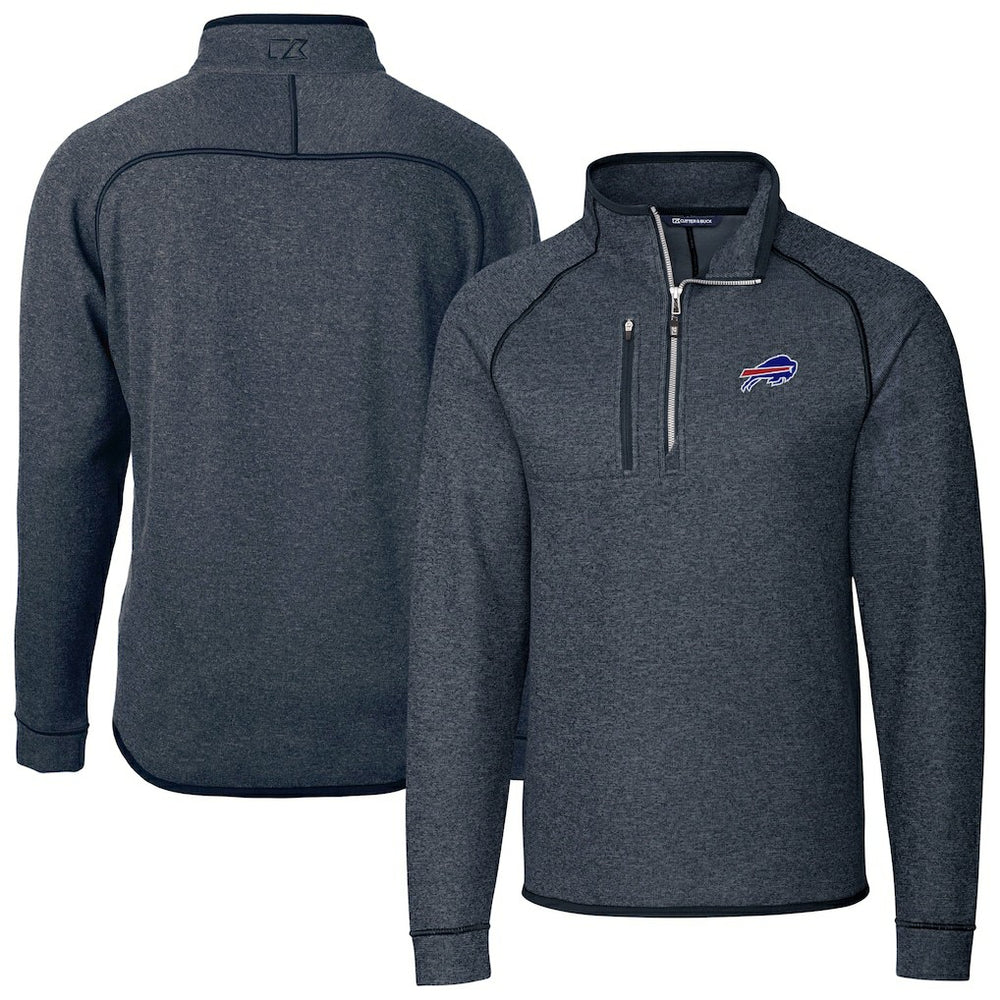 Buffalo Bills Cutter & Buck Big & Tall Mainsail Sweater-Knit Half-Zip Jacket | NFL Sale