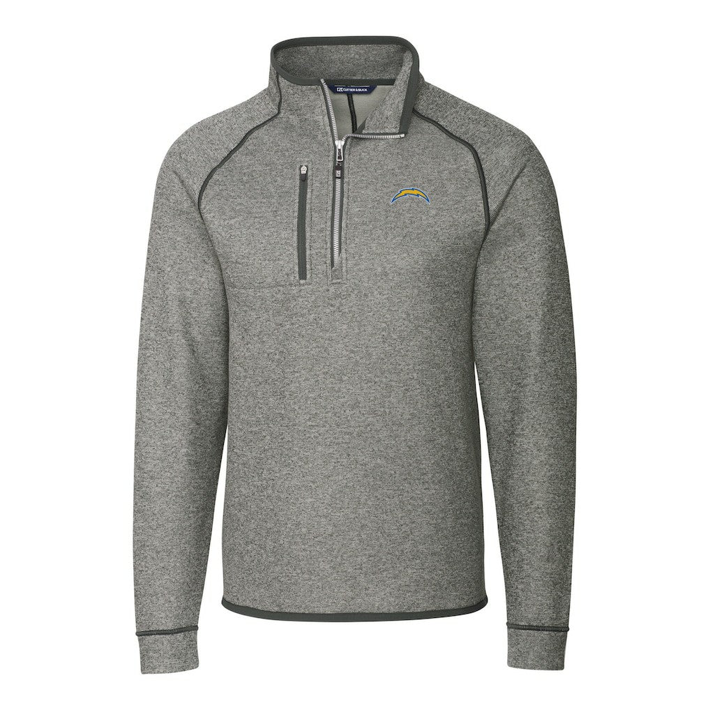 Los Angeles Chargers Cutter & Buck Big & Tall Mainsail Sweater-Knit Raglan Half-Zip Jacket | NFL Discount