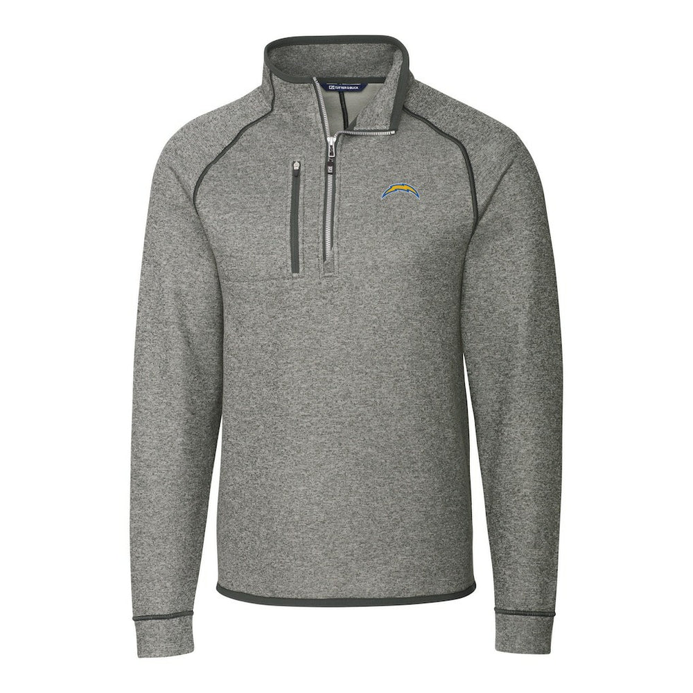 Los Angeles Chargers Cutter & Buck Big & Tall Mainsail Sweater-Knit Raglan Half-Zip Jacket | NFL Discount