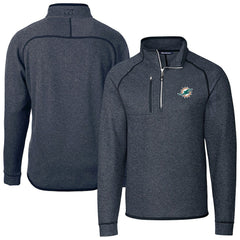 Miami Dolphins Cutter & Buck Big & Tall Mainsail Sweater-Knit Half-Zip Jacket | NFL Outlet