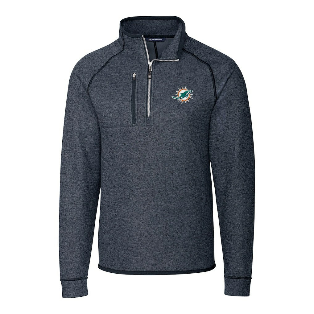 Miami Dolphins Cutter & Buck Big & Tall Mainsail Sweater-Knit Half-Zip Jacket | NFL Outlet