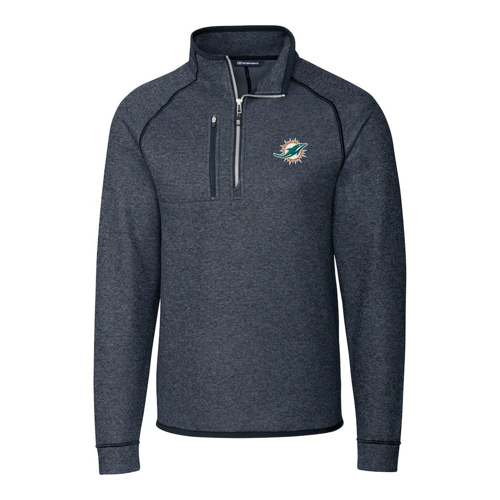 Miami Dolphins Cutter & Buck Big & Tall Mainsail Sweater-Knit Half-Zip Jacket | NFL Outlet