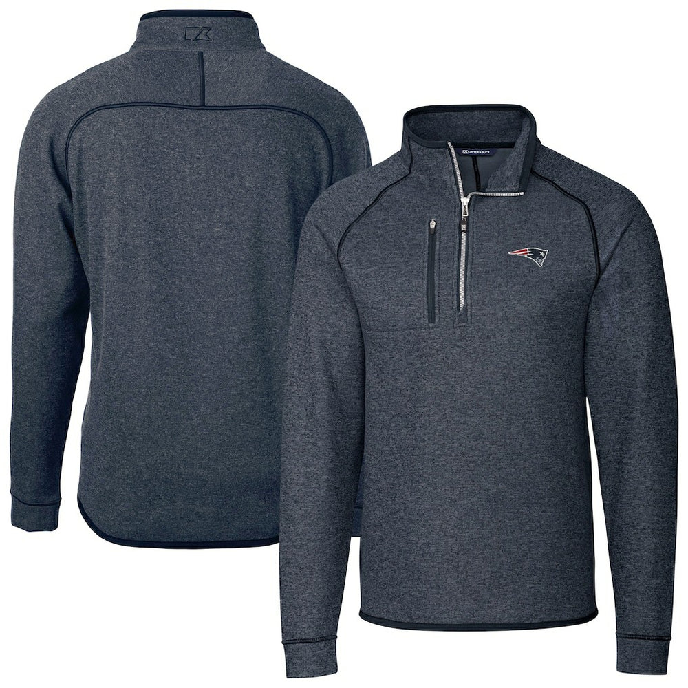 New England Patriots Cutter & Buck Big & Tall Mainsail Sweater-Knit Half-Zip Jacket | NFL New