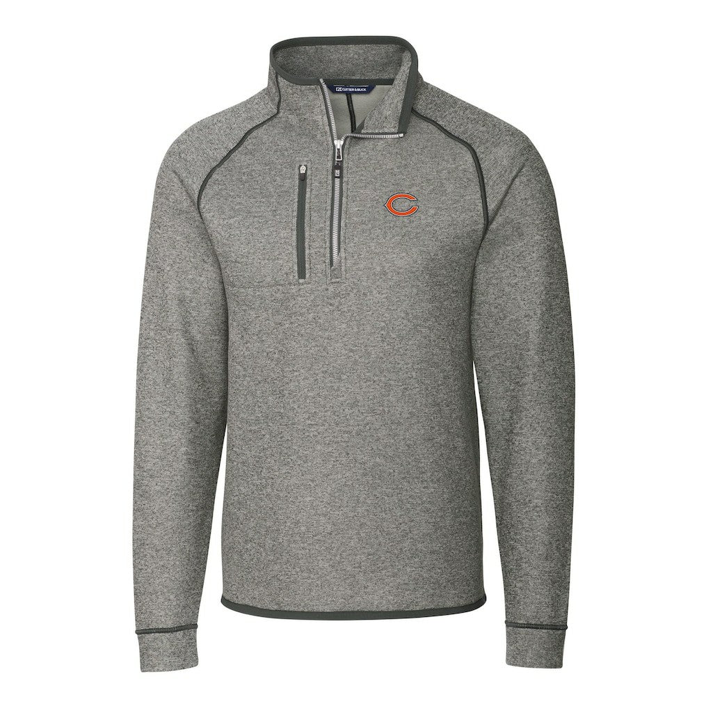 Chicago Bears Cutter & Buck Big & Tall Mainsail Sweater-Knit Half-Zip Jacket | NFL Discount