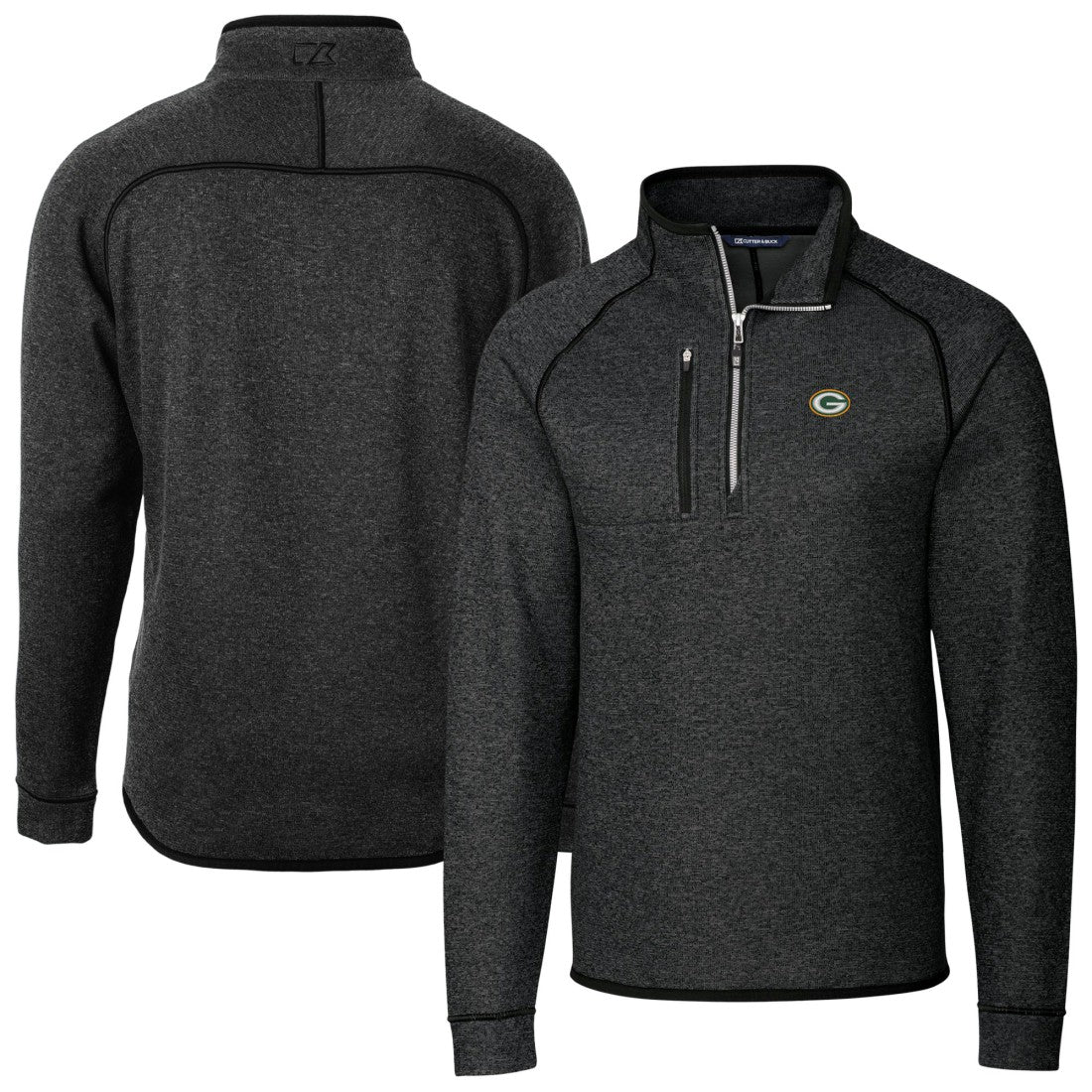 Green Bay Packers Cutter & Buck Big & Tall Mainsail Sweater-Knit Half-Zip Jacket | NFL Sale