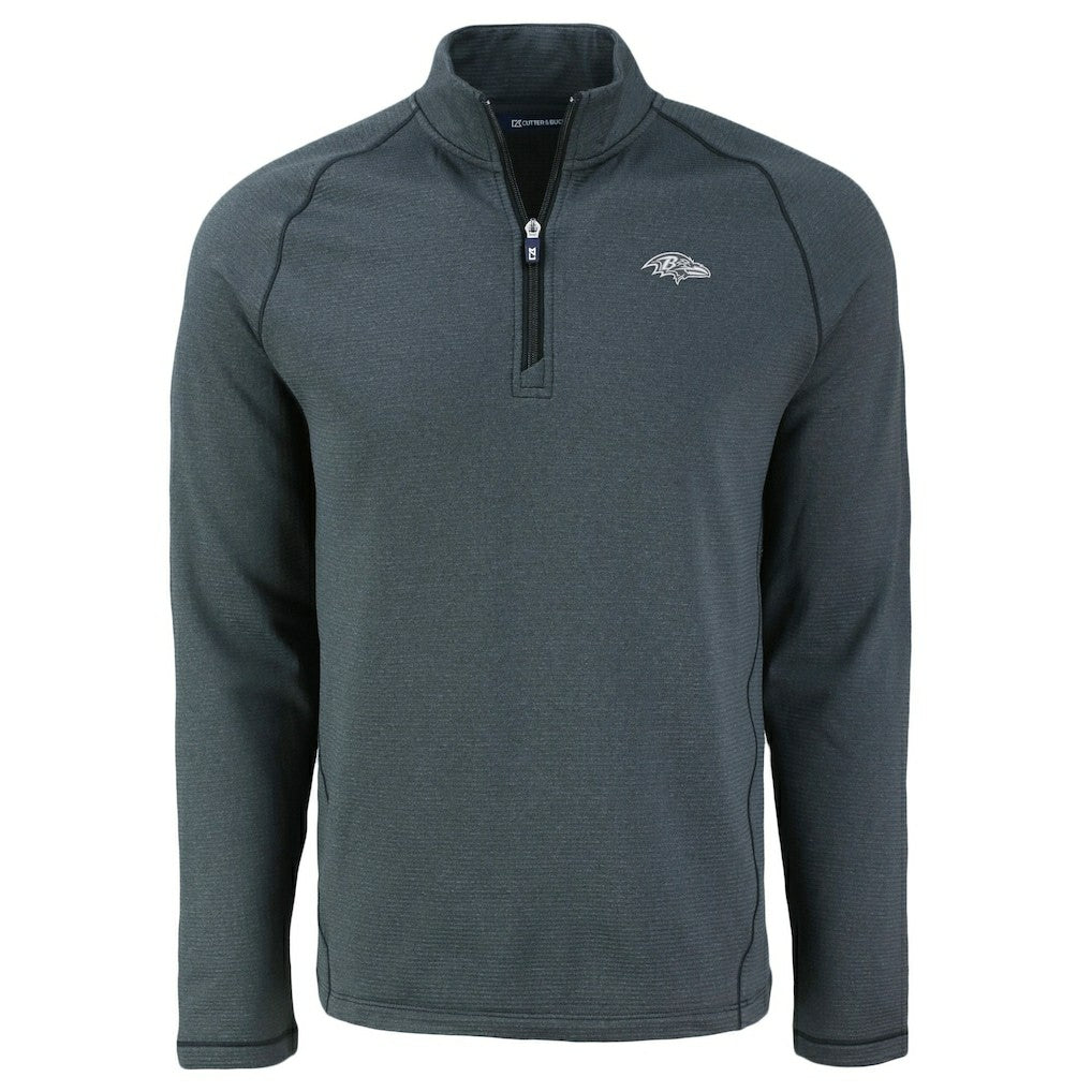 Baltimore Ravens Cutter & Buck Peshastin Eco Fleece Tri-Blend Raglan Recycled Quarter-Zip Jacket | NFL On sale