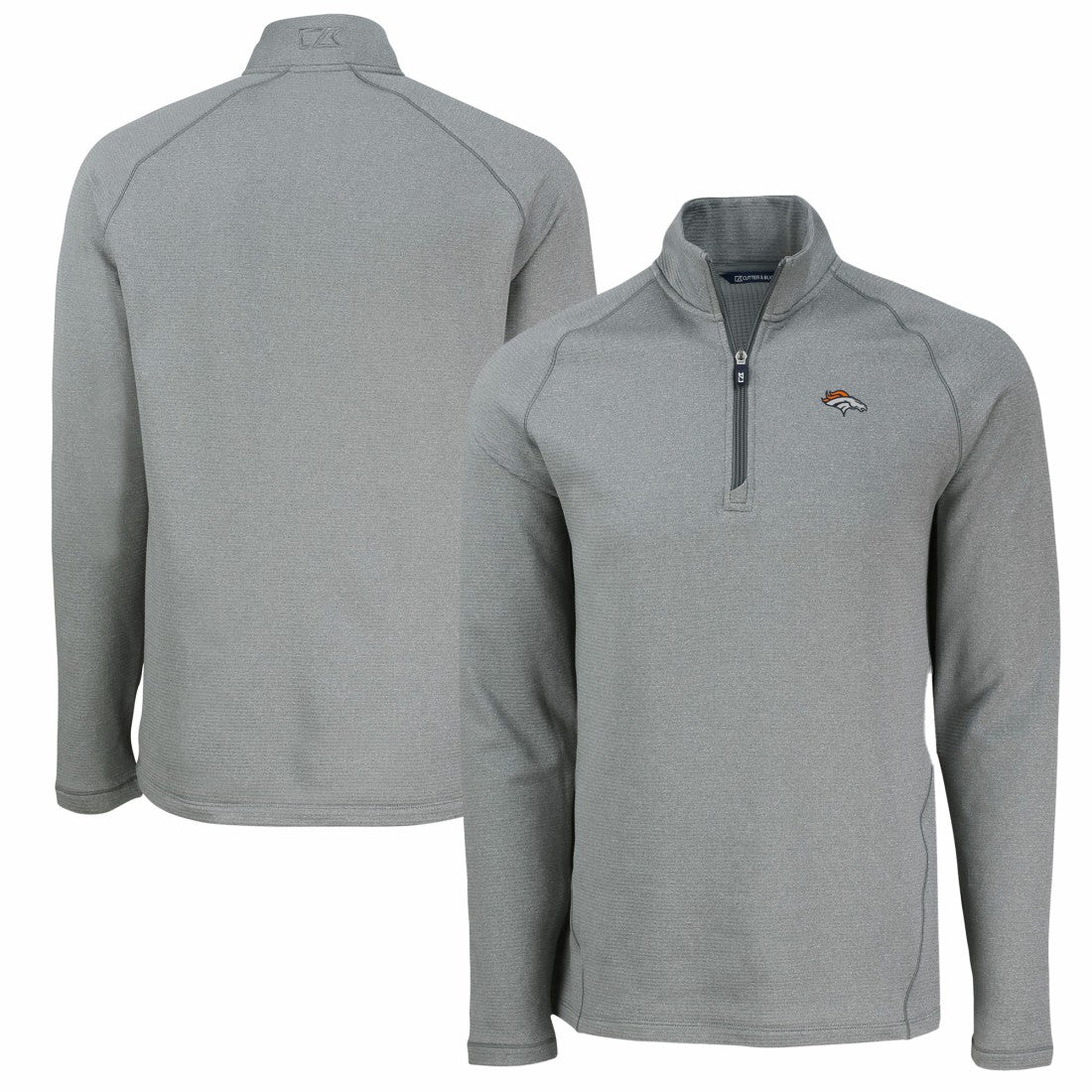 Denver Broncos Cutter & Buck Peshastin Eco Fleece Tri-Blend Raglan Recycled Quarter-Zip Jacket | NFL US