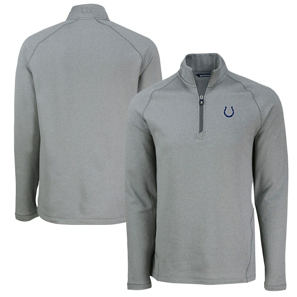 Indianapolis Colts Cutter & Buck Peshastin Eco Fleece Tri-Blend Raglan Recycled Quarter-Zip Jacket | NFL On sale