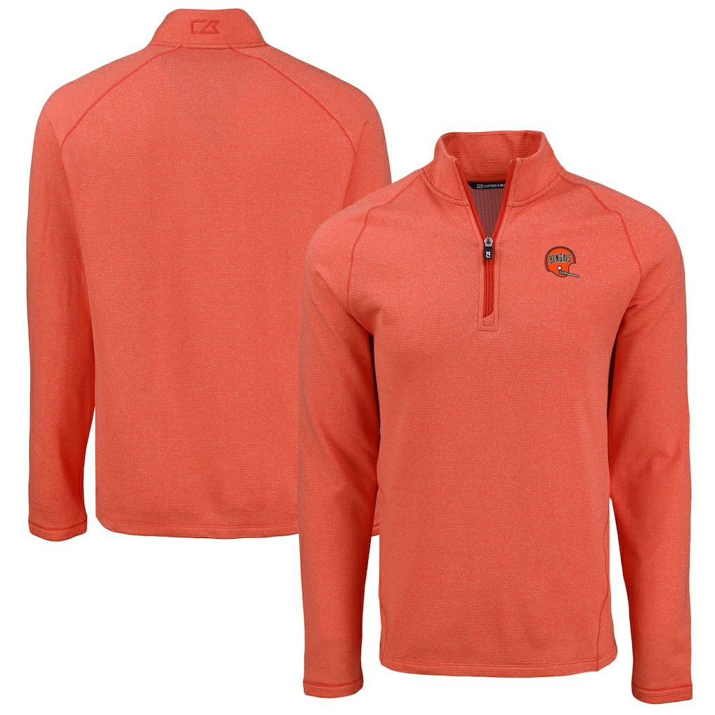 Cincinnati Bengals Cutter & Buck Peshastin Eco Fleece Tri-Blend Raglan Recycled Quarter-Zip Jacket | NFL Outlet