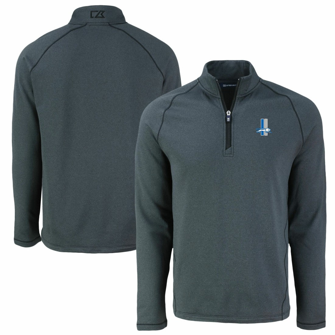 Detroit Lions Cutter & Buck Peshastin Eco Fleece Tri-Blend Raglan Recycled Quarter-Zip Jacket | NFL Online
