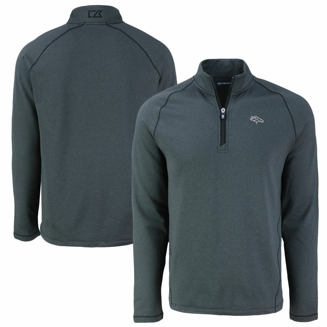Denver Broncos Cutter & Buck Peshastin Eco Fleece Tri-Blend Raglan Recycled Quarter-Zip Jacket | NFL Sale