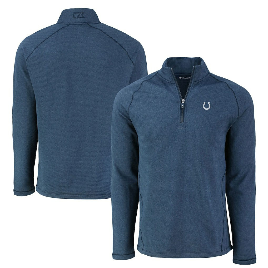 Indianapolis Colts Cutter & Buck Peshastin Eco Fleece Tri-Blend Raglan Recycled Quarter-Zip Jacket | NFL US
