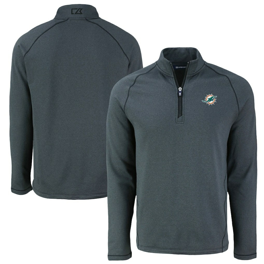 Miami Dolphins Cutter & Buck Peshastin Eco Fleece Tri-Blend Raglan Recycled Quarter-Zip Jacket | NFL Outlet