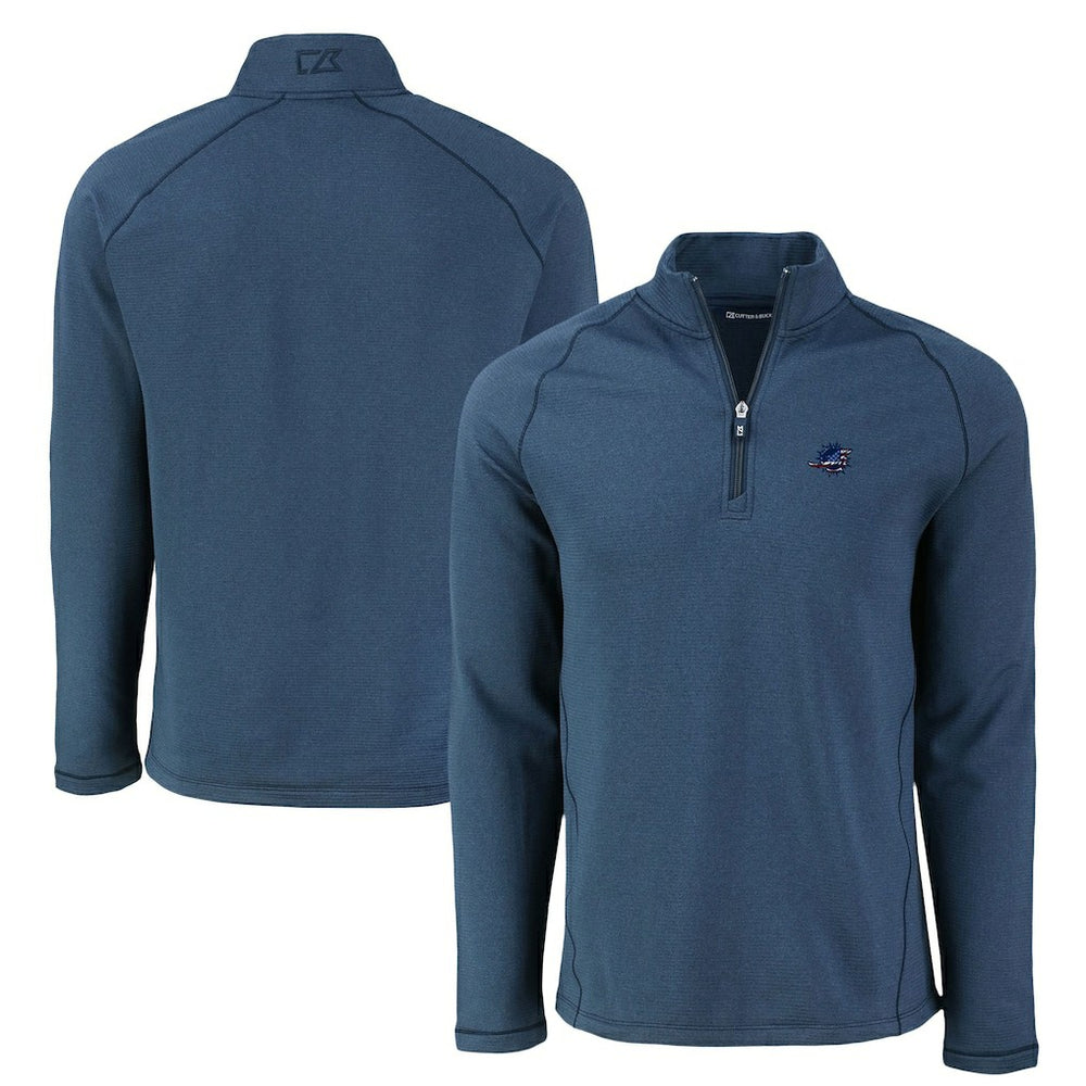 Miami Dolphins Cutter & Buck Peshastin Eco Fleece Tri-Blend Raglan Recycled Quarter-Zip Jacket | NFL Discount