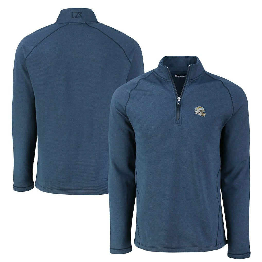 Los Angeles Chargers Cutter & Buck Peshastin Eco Fleece Tri-Blend Raglan Recycled Quarter-Zip Jacket | NFL Sale
