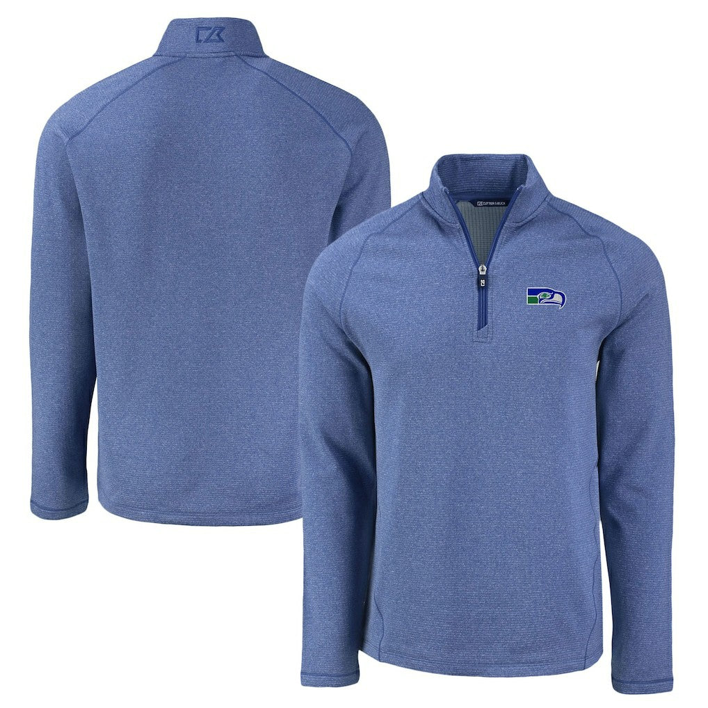 Seattle Seahawks Cutter & Buck Peshastin Eco Fleece Tri-Blend Raglan Recycled Quarter-Zip Jacket | NFL Online