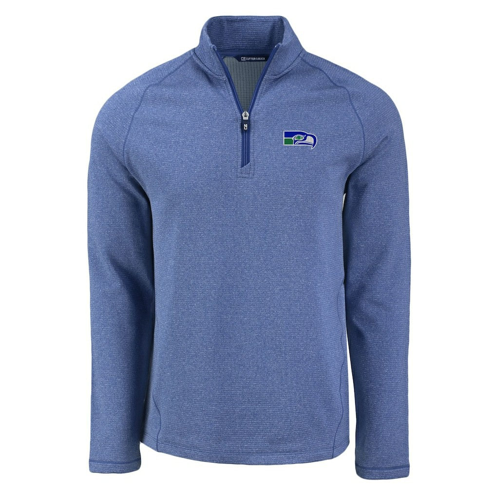 Seattle Seahawks Cutter & Buck Peshastin Eco Fleece Tri-Blend Raglan Recycled Quarter-Zip Jacket | NFL Online