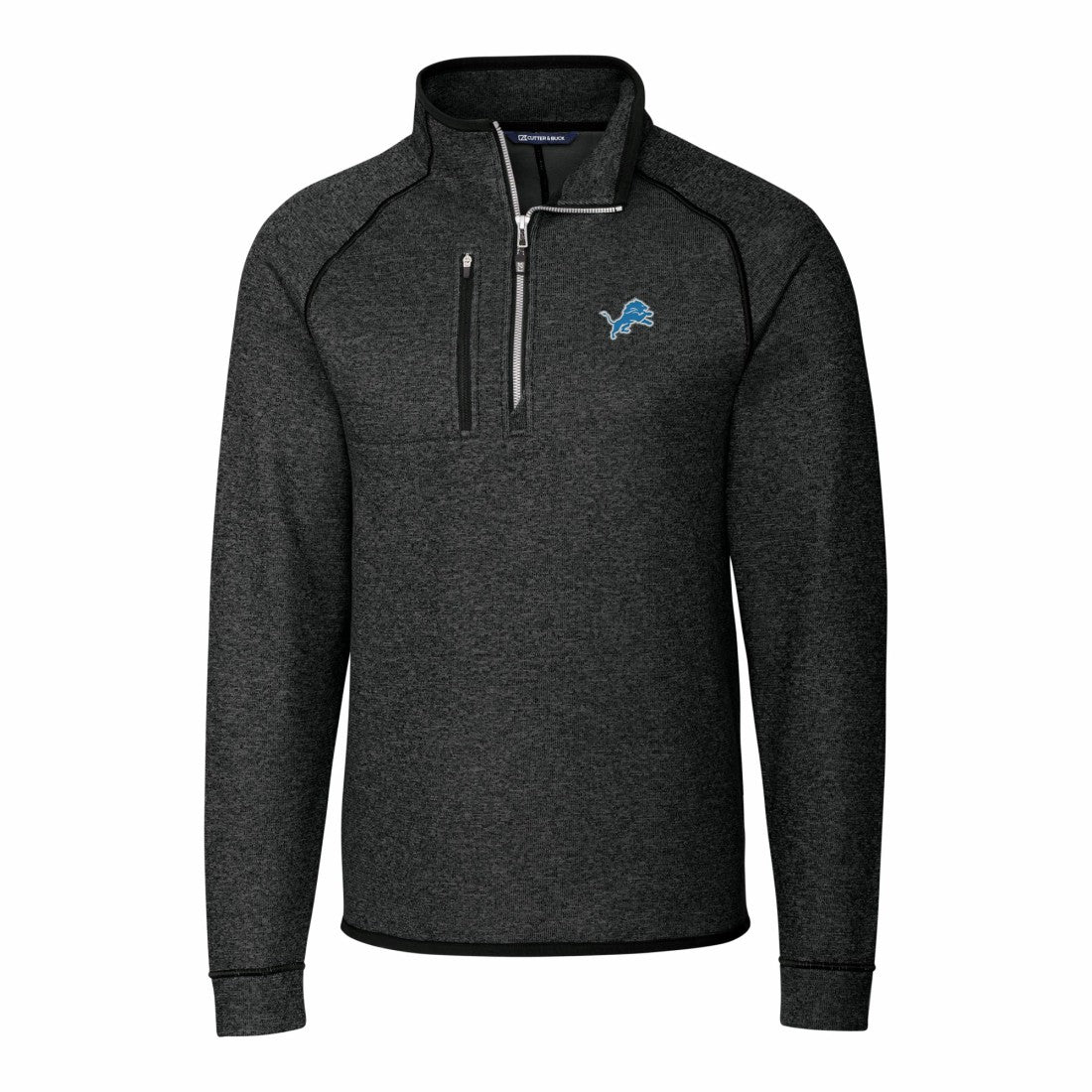 Detroit Lions Cutter & Buck Big & Tall Mainsail Sweater-Knit Raglan Half-Zip Jacket | NFL Hot